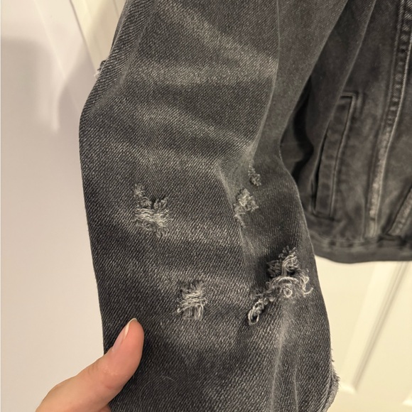Free People Jolene Distressed Black Denim Jacket - Picture 9 of 13